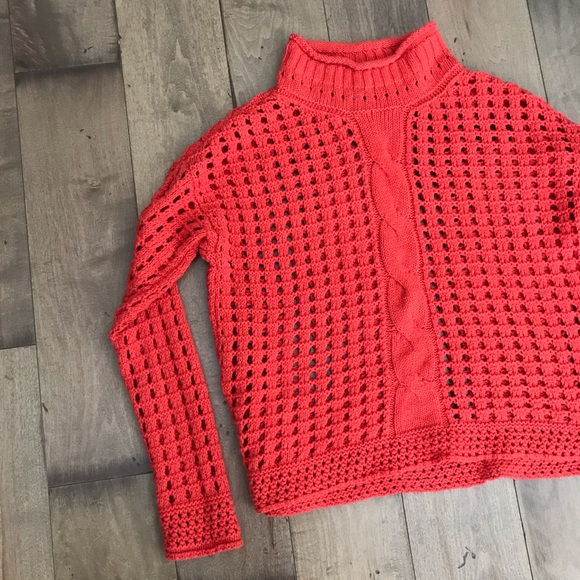 Free People Sweaters - Free People Crochet Mock Neck Pullover Sweater S